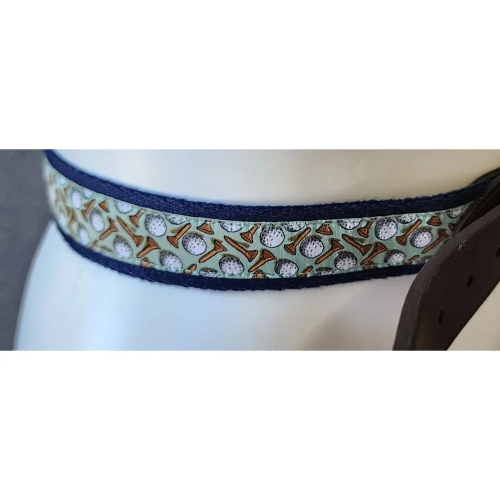 Tommy Bahama Mens Novelty Belt Golf Balls Tee Print/Synthetic Leather Trim Sz XL